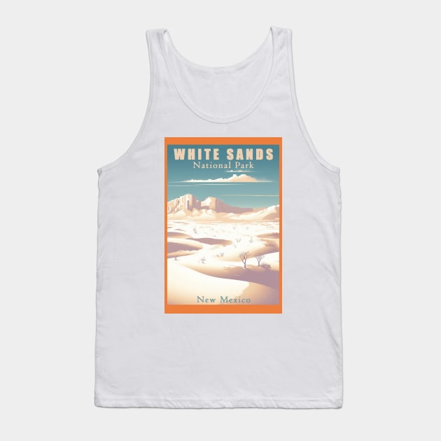 White Sands National Park Travel Poster Tank Top by GreenMary Design